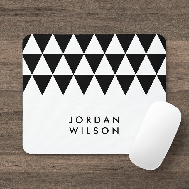 Mousepad Padrão de Triângulo Preto Moderno Minimalista Bran (Criador carregado)