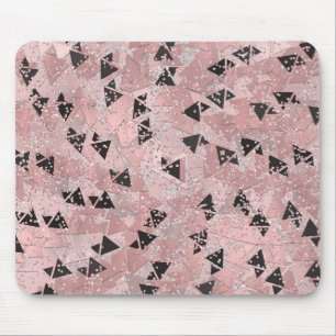 Mousepad Padrão de triângulos rosa corado dourado e preto