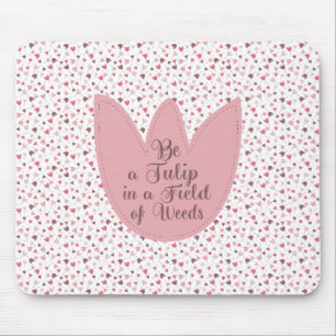 Mousepad Padrão de Tulipas Rosa Simples Doce - Todas as dir
