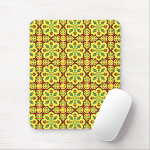 Mousepad Padrão de Tulipas Turcas Otomanas Amarelo Oriental
