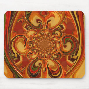 Mousepad Padrão de turbilhão: tons de laranja, marrom e ver