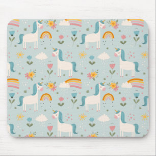 Mousepad Padrão de Unicórnio do Arco-Íris Cute pastel