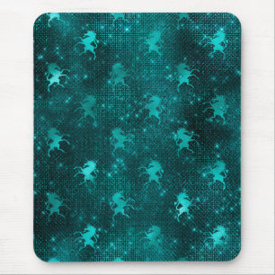 Mousepad Padrão de Unicórnios com Glitter Glam Ombre Verde 