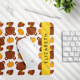 Mousepad Padrão De Ursos, Ursos Bonitos, Abóbora, Seu Nome