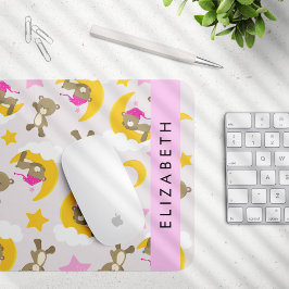 Mousepad Padrão De Ursos, Ursos De Teddy, Estrelas, Seu Nom