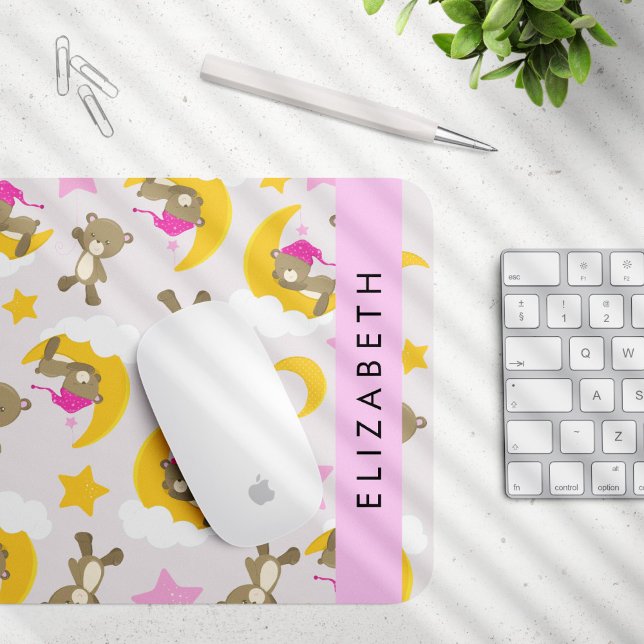 Mousepad Padrão De Ursos, Ursos De Teddy, Estrelas, Seu Nom (Criador carregado)