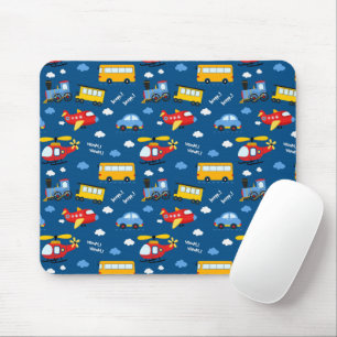 Mousepad Padrão de Veículos de Desenho Animado Fofo