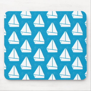 Mousepad Padrão de veleiro azul claro