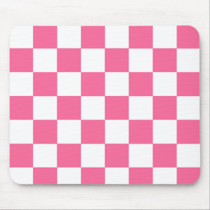 Mousepad Padrão de Verificação Branco Cor-de-Rosa
