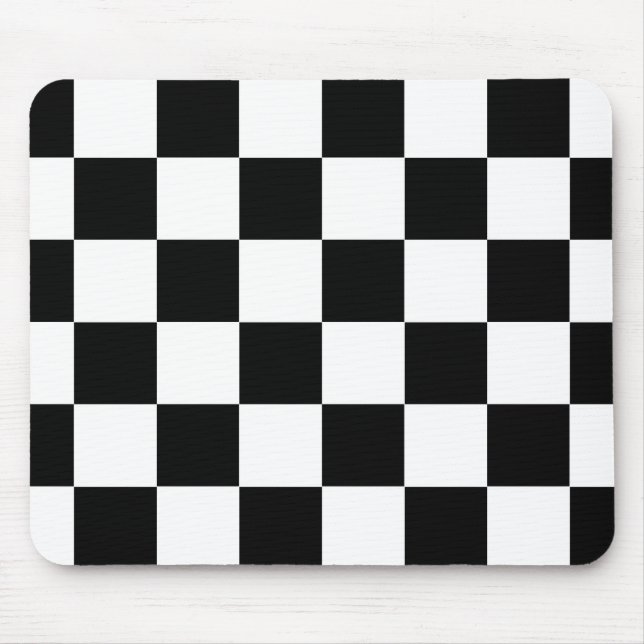 Mousepad Padrão de Verificação Branco Preto (Frente)