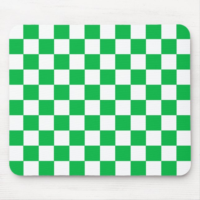 Mousepad Padrão de Verificação Branco Verde (Frente)
