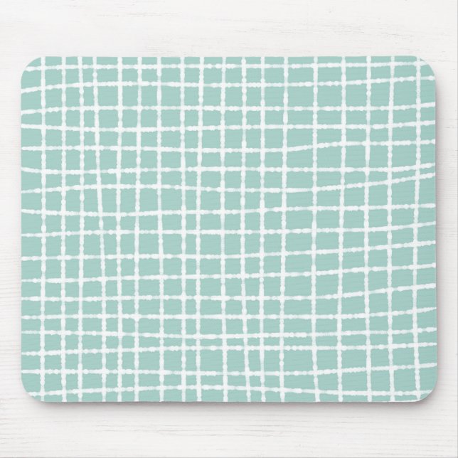 Mousepad Padrão de Verificação de Azul Pastel Suave e Moder (Frente)