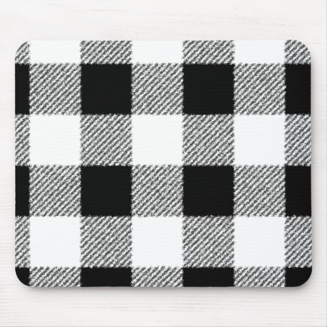 Mousepad Padrão de verificação de Gingham preto e branco (Frente)