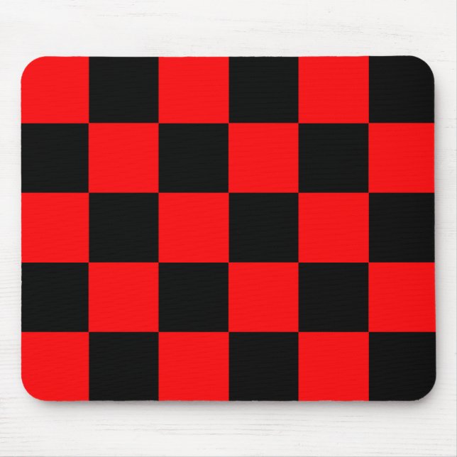 Mousepad Padrão de Verificação Preto Vermelho (Frente)