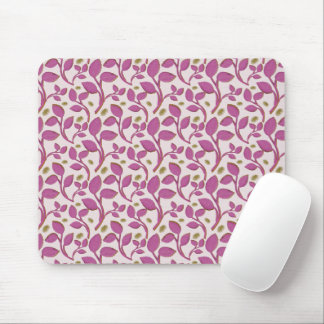 Mousepad Padrão de videira botânica rosa | Folha floral ele