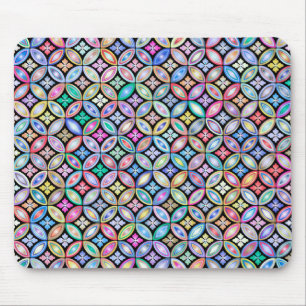 Mousepad Padrão de Vidro Colorido de Abstrato com Elegante