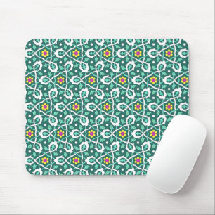 Mousepad Padrão de Vinha Turca Otomana Verde Oriental