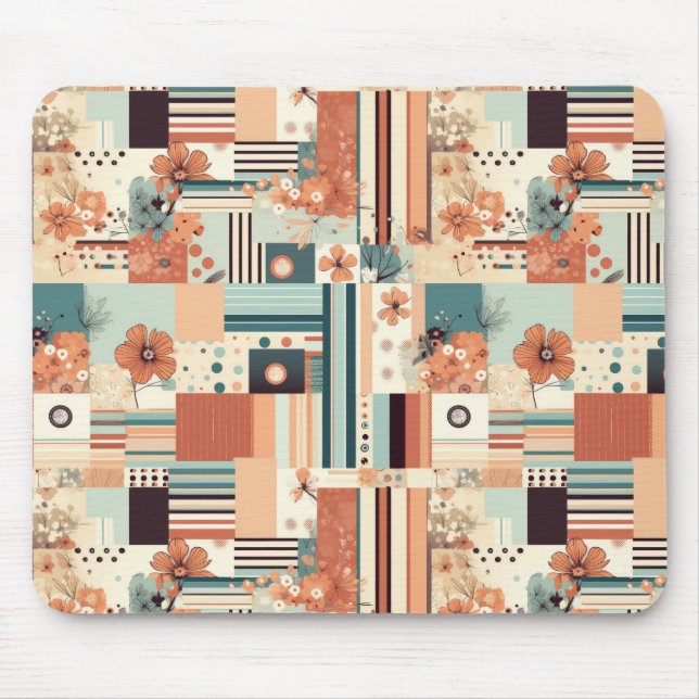 Mousepad Padrão de Vintage Floral & Camera (4) (Frente)
