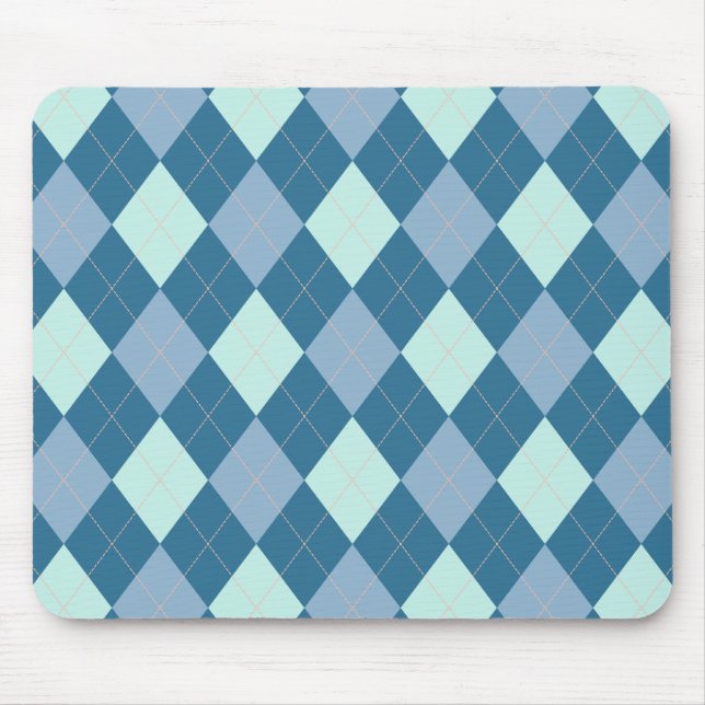 Mousepad Padrão de Vintagem de Argyle Azul (Frente)