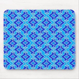 Mousepad Padrão de Wallpaper Art Deco, Azul Ceruliano