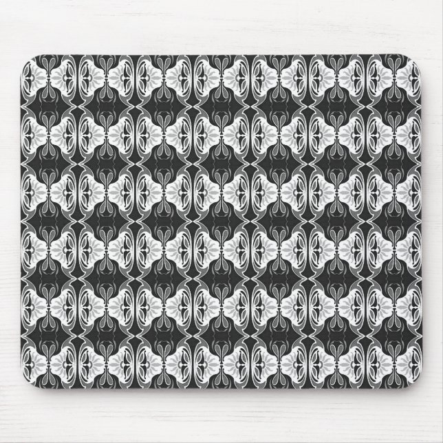 Mousepad Padrão de wallpaper Art Deco - preto e branco (Frente)