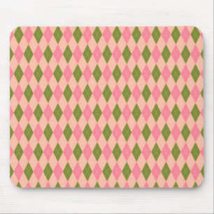 Mousepad Padrão de Xadrez de Estilo de Pastel Rosa e Verde