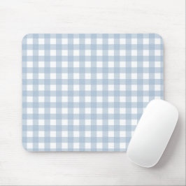 Mousepad Padrão de Xadrez de Gingham Azul Minimalista