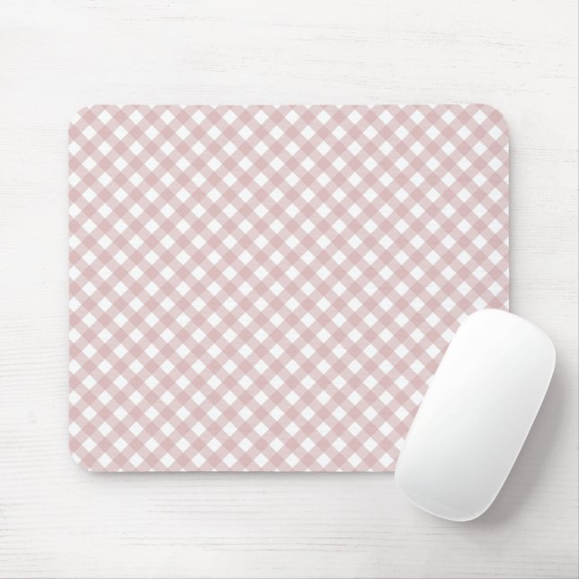 Mousepad Padrão de Xadrez de Sombreado Rosa Maciço Minimali (Com mouse)