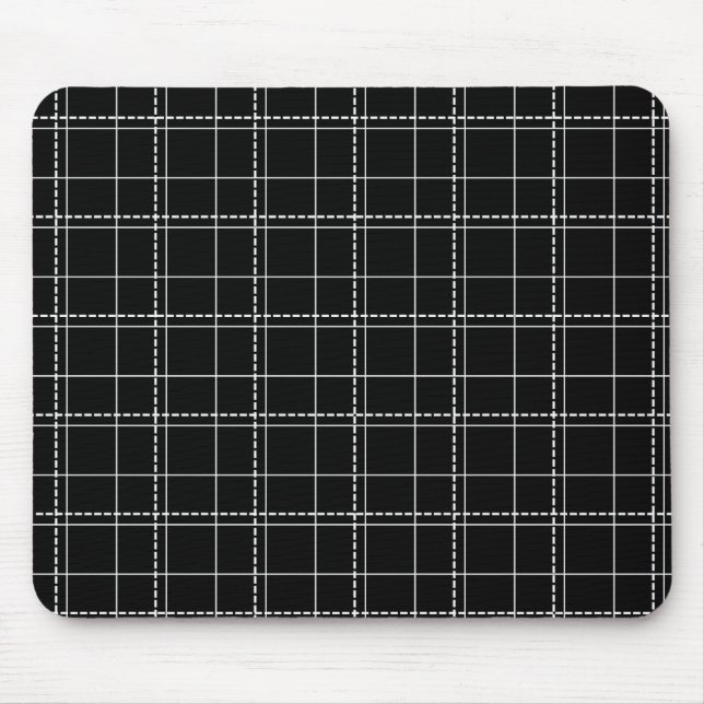 Mousepad Padrão de Xadrez Geométrica Preto e Branco (Frente)