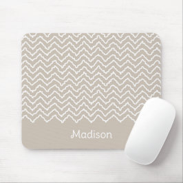 Mousepad Padrão de Zigue-Zague Chevron Ondulado Bege e Bran