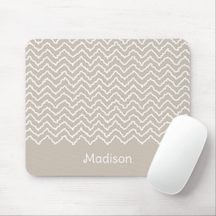 Mousepad Padrão de Zigue-Zague Chevron Ondulado Bege e Bran
