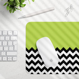 Mousepad Padrão de ziguezague preto e branco, Chevron, verd