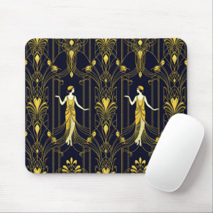 Mousepad Padrão decorativo dourado e preto Gabsy