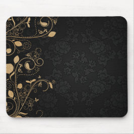Mousepad Padrão Decorativo Preto e Dourado