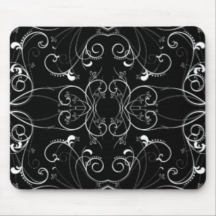 Mousepad Padrão Delicado de Repetição Floral em Branco sobr
