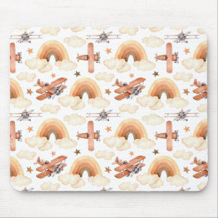 Mousepad Padrão do avião arco-íris de cor d'água