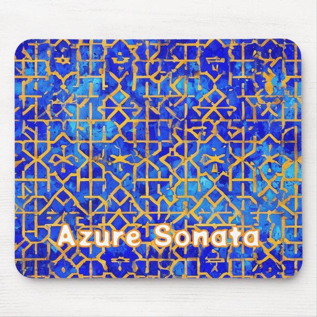 Mousepad Padrão do Azulejo Mosaico Azul (Frente)