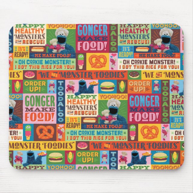 Mousepad Padrão do Caminhão do Monstro dos Biscoitos Foodie (Frente)