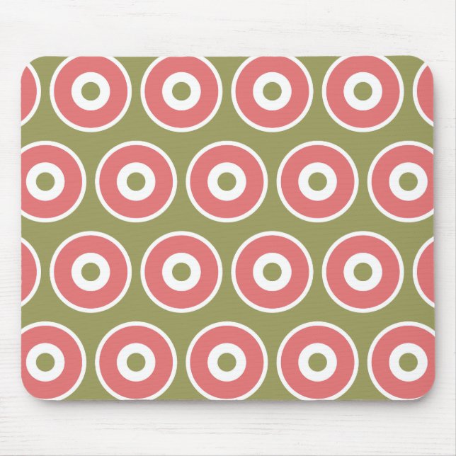 Mousepad Padrão do círculo do coral leve e doce (Frente)