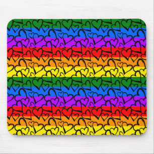 Mousepad Padrão do Coração Arco-Íris