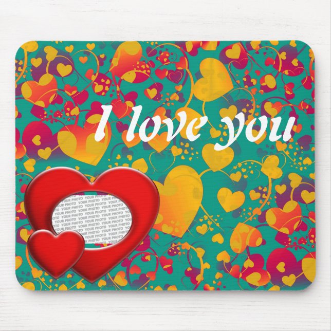 Mousepad Padrão do CORAÇÃO ART 9 + texto e foto (Frente)