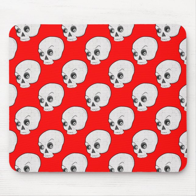 Mousepad Padrão Do Crânio Em Fundo Vermelho (Frente)