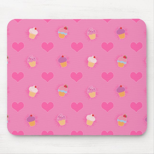 Mousepad Padrão do Cupcake rosa (Frente)