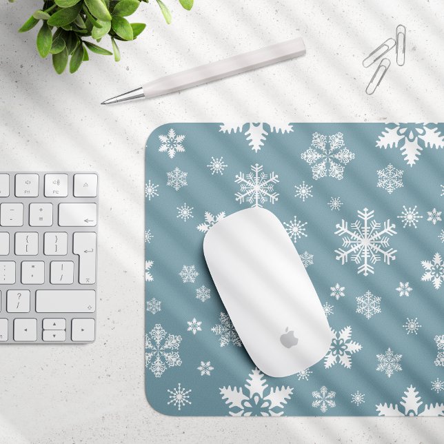 Mousepad Padrão do Floco de Neve, Flocos de Neve Brancos, N (Criador carregado)