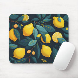 Mousepad Padrão do jardim de limão. Fruta tropical amarela