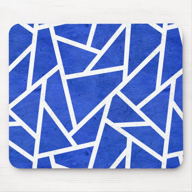 Mousepad Padrão do mosaico real azul e branco (Frente)