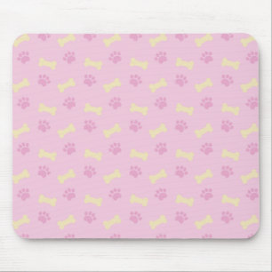 Mousepad Padrão do Osso de Impressão da Pata Rosa