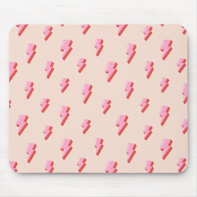 Mousepad Padrão do parafuso de raios cor-de-rosa (Frente)