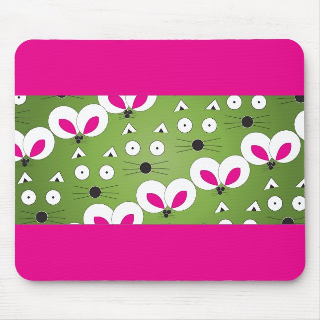 Mousepad Padrão do rato Cat verde (Frente)