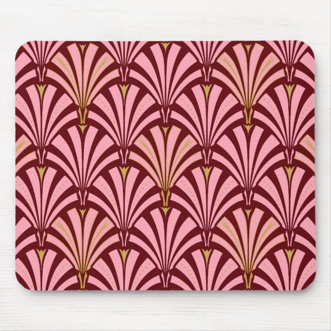 Mousepad Padrão do ventilador Art Deco - rosa e marrom (Frente)